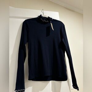 J.CREW Navy Contrast Ribbed Turtleneck